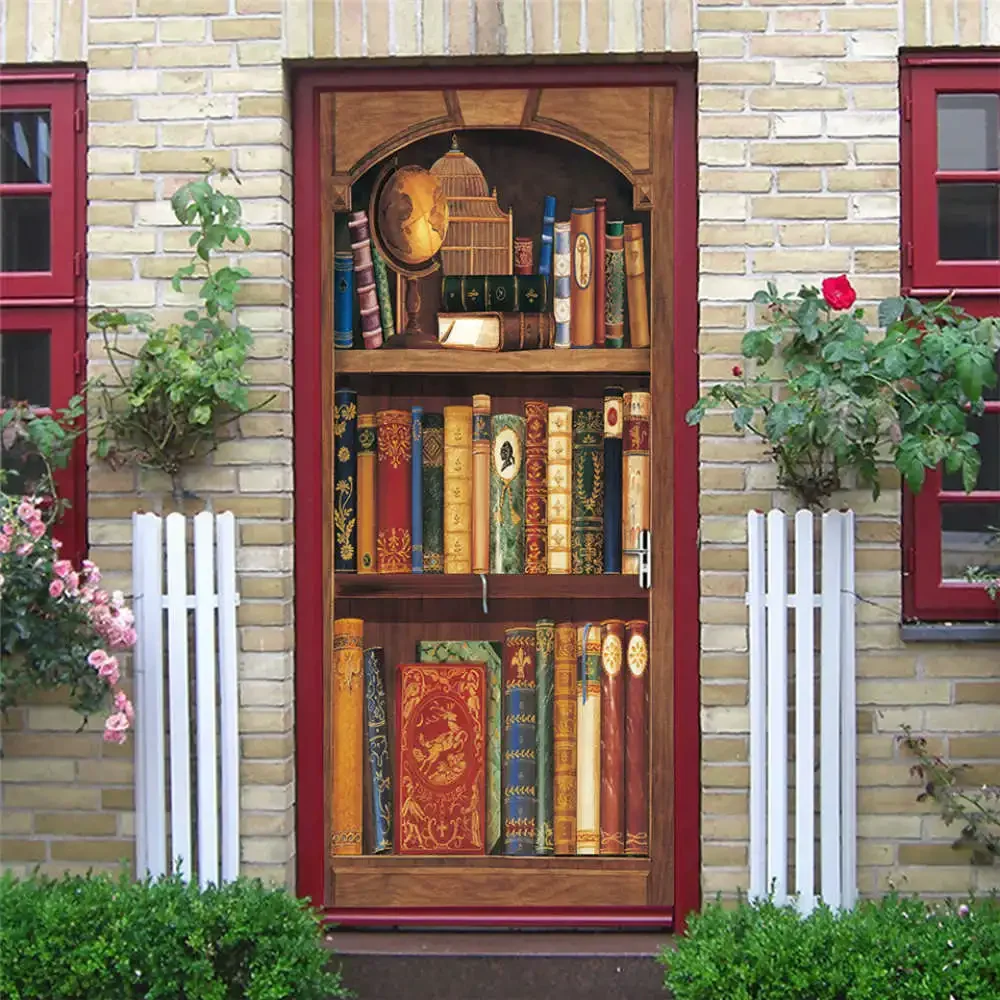 3D Library Door Sticker Vinyl  - مراجعة Home Decor On Sale وسعره