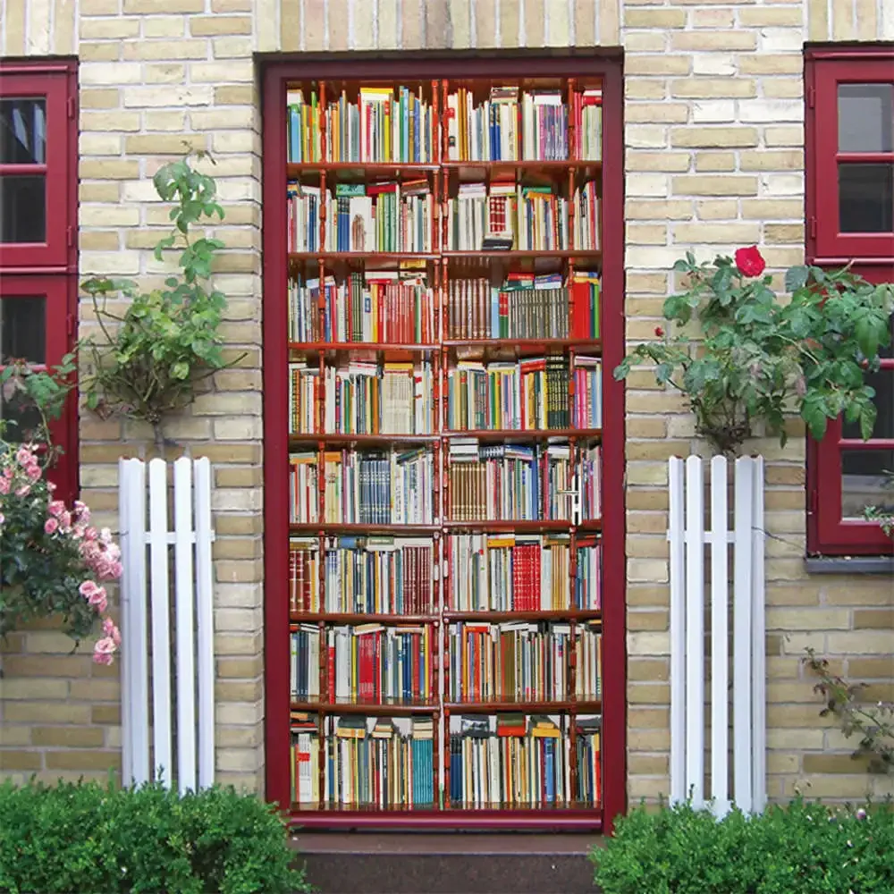 3D Library Door Sticker Vinyl  - مراجعة Home Decor On Sale وسعره