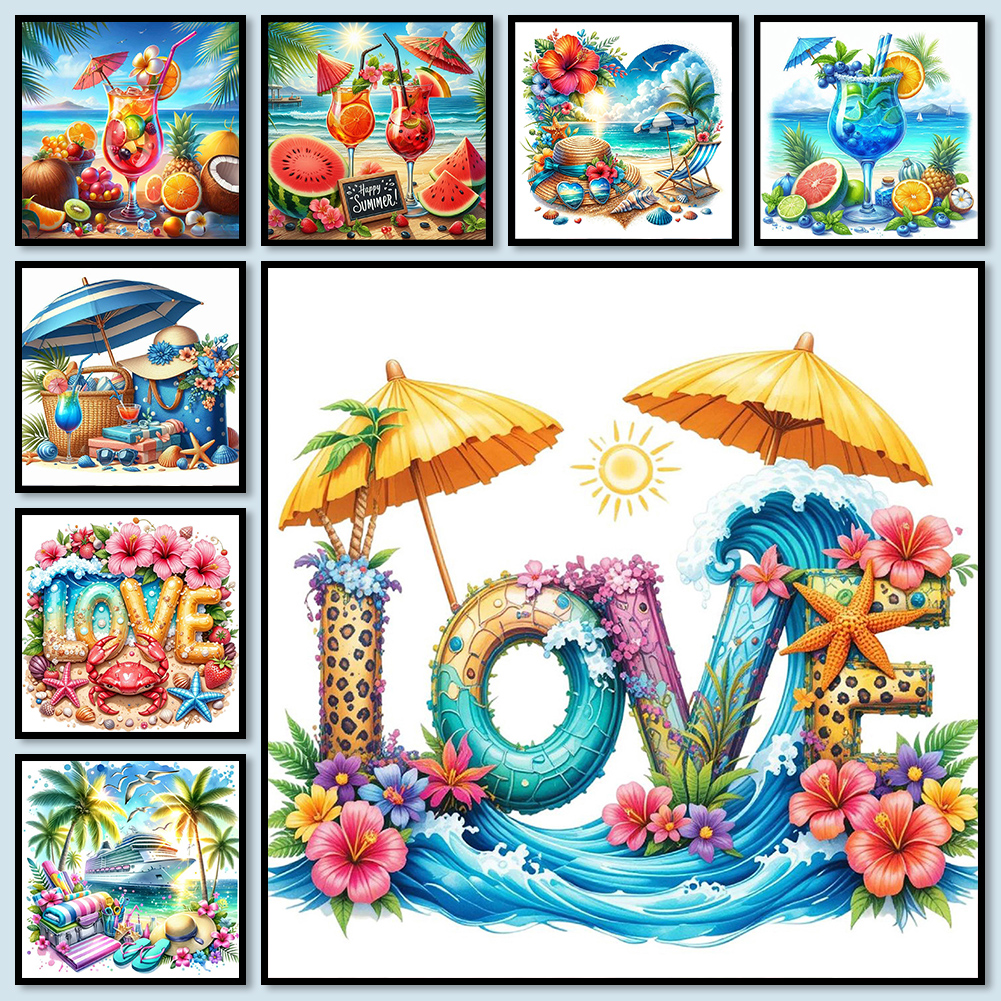 Summer Beach Full DIY 5D Round - مراجعة Home Decor Diy Ideas وسعره