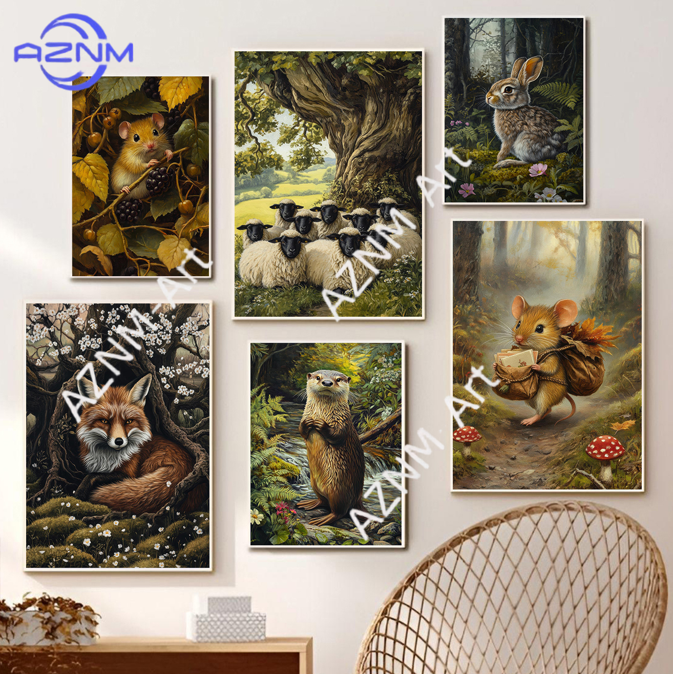 Spring Autumn Forest Lovely An - مراجعة Watercolor Poster Print وسعره