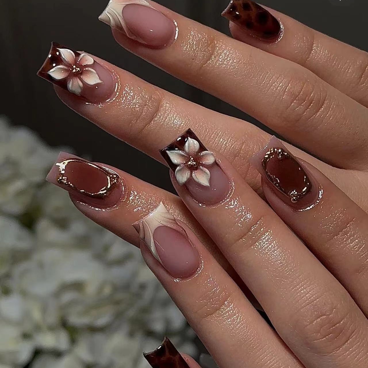 Short square fake nails for wo - مراجعة Pressed Flower Frame وسعره