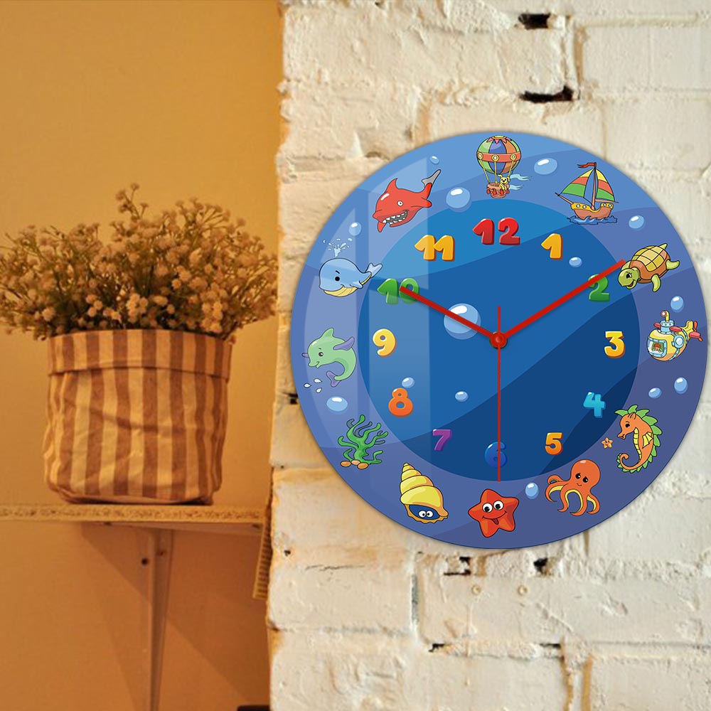 Cartoon Sea Animals Blue Wall  - مراجعة Home Decor Under 300 وسعره