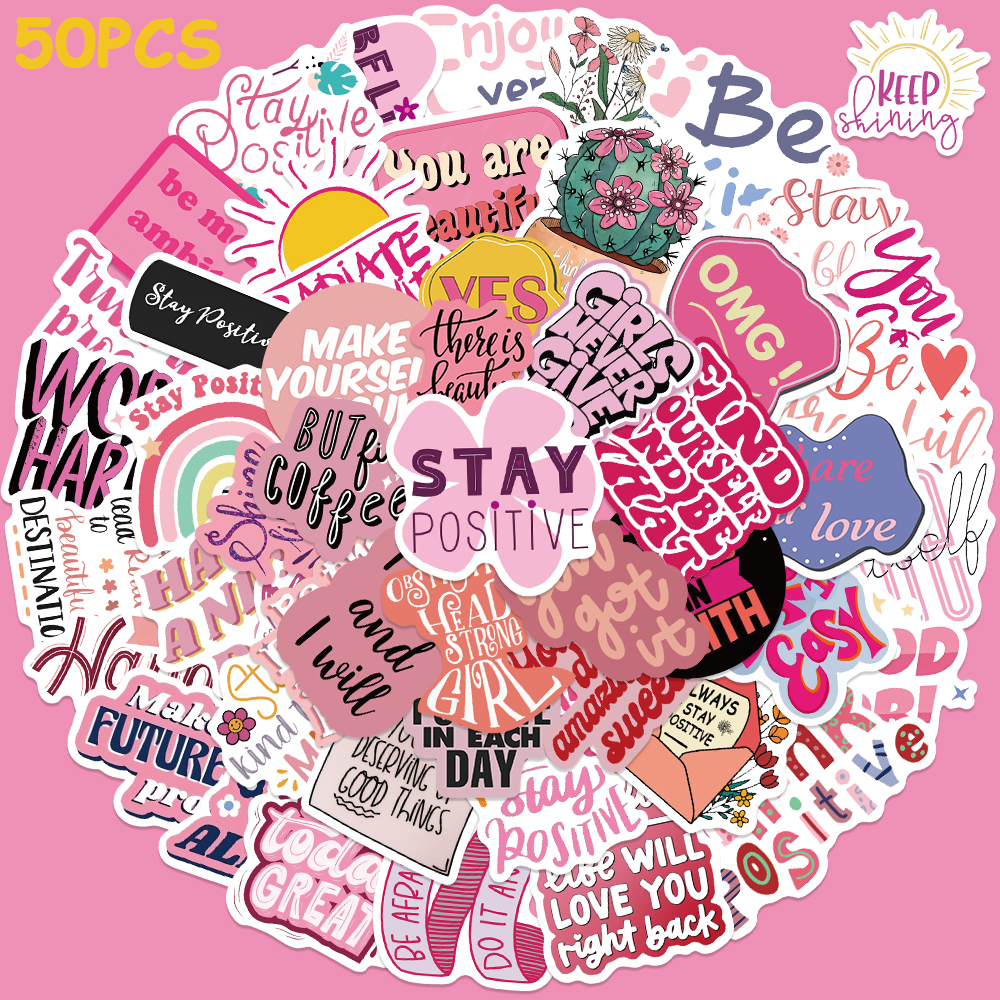 50pcs Pink Inspirational Phras - مراجعة Home Decor Wall Panels وسعره