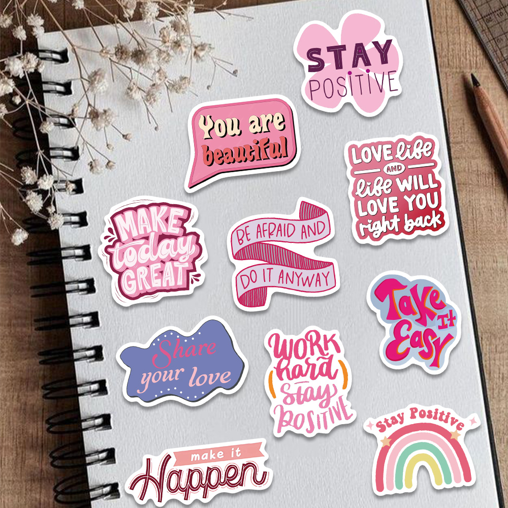 50pcs Pink Inspirational Phras - مراجعة Home Decor Wall Panels وسعره