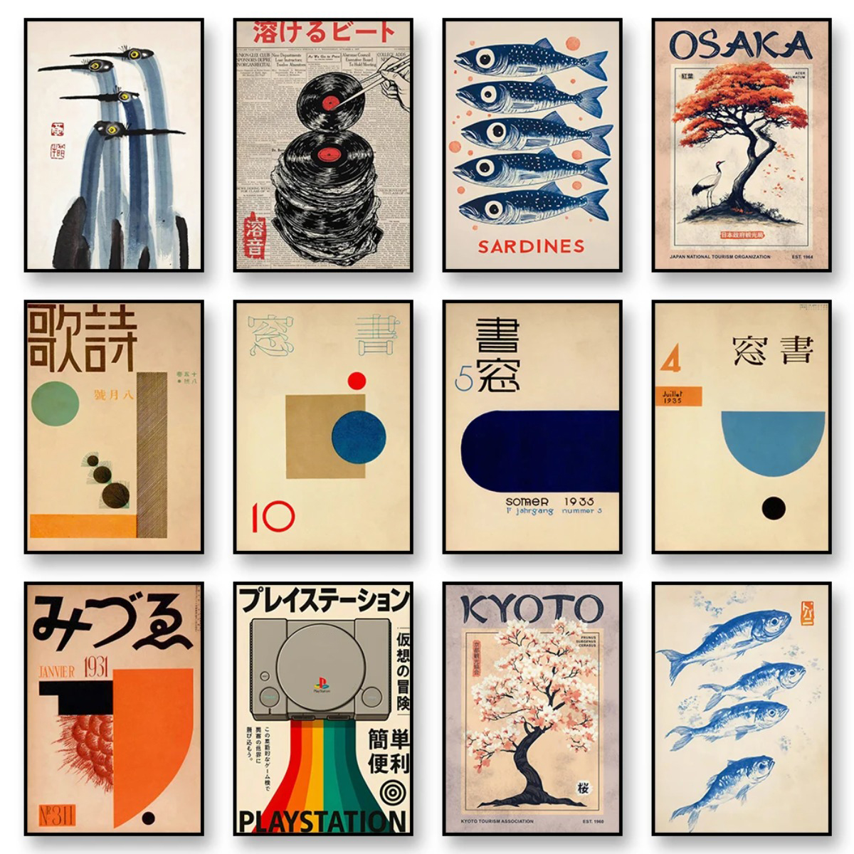 Japanese Retro Crane Canvas Pr - مراجعة Home Decor Japandi Style وسعره