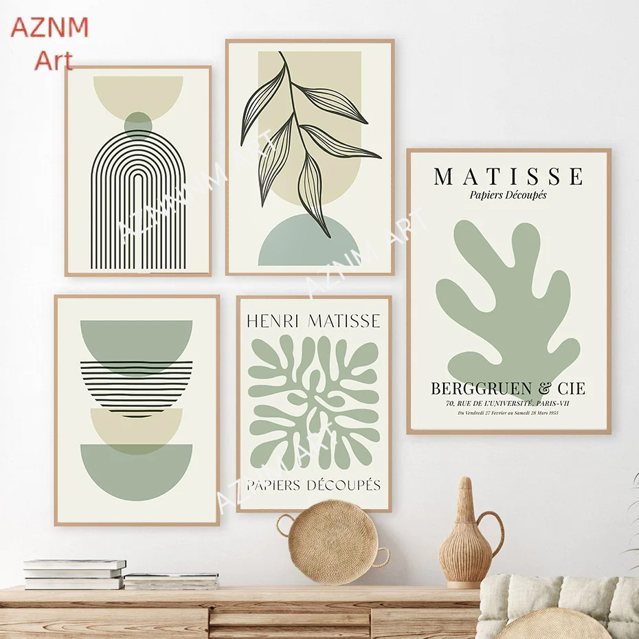 Sage Green Leaf Geometry Line  - مراجعة Home Decor Reviews وسعره
